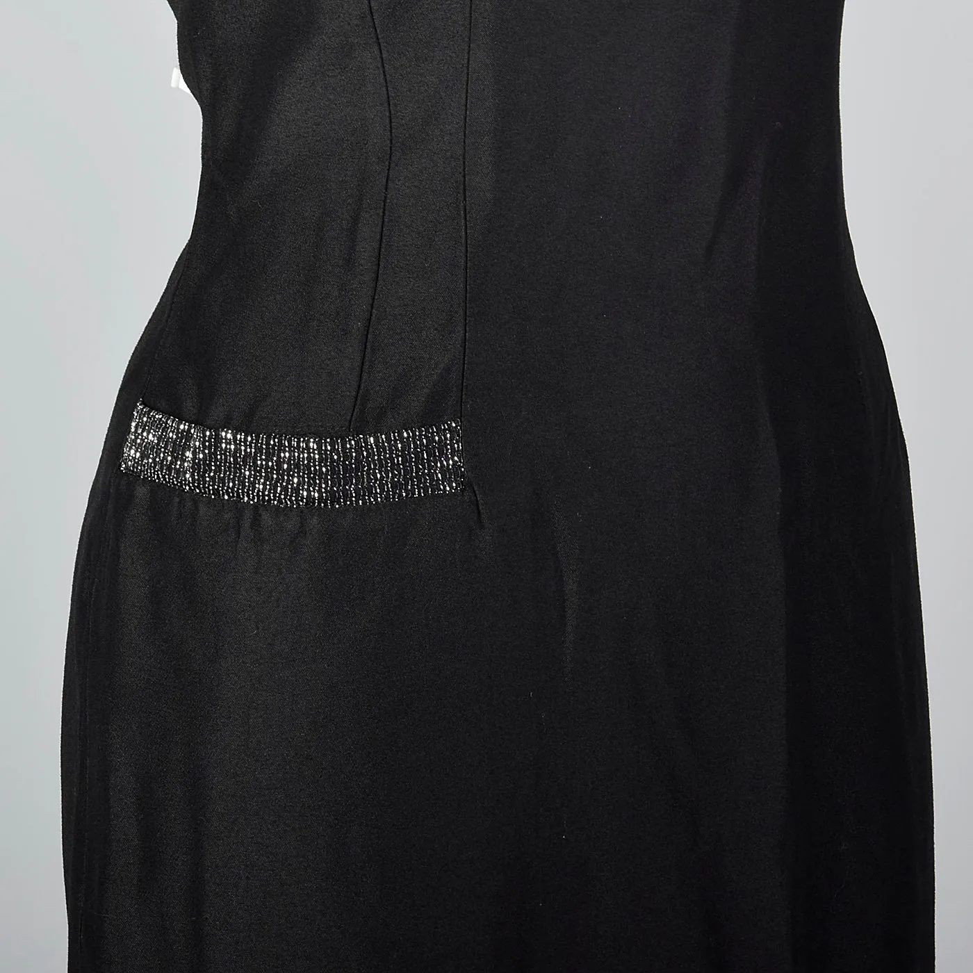1950s Little Black Dress with Silver Lurex Trim