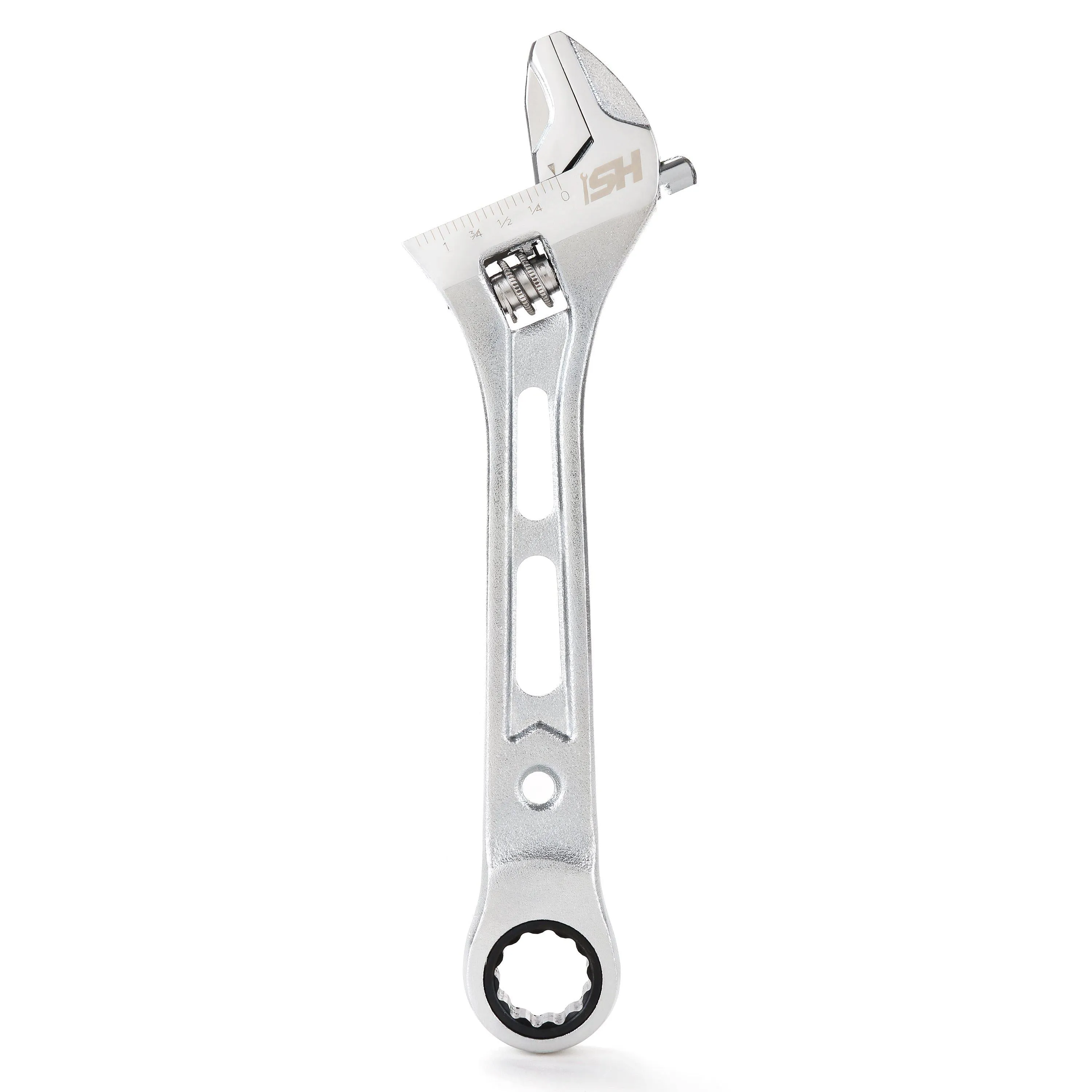 8 in. Wide Mouth Adjustable Wrench with 17 mm. Ratcheting End