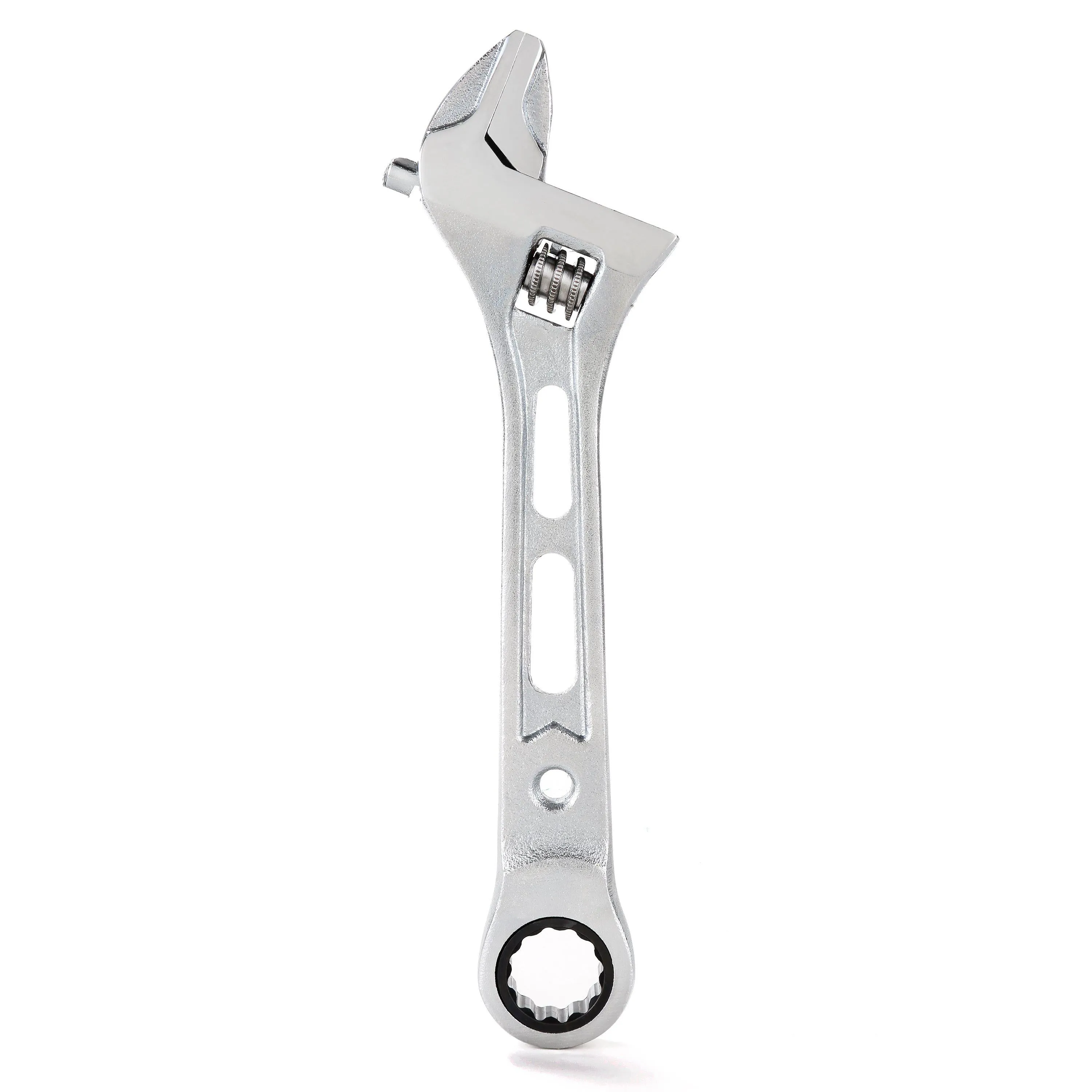8 in. Wide Mouth Adjustable Wrench with 17 mm. Ratcheting End