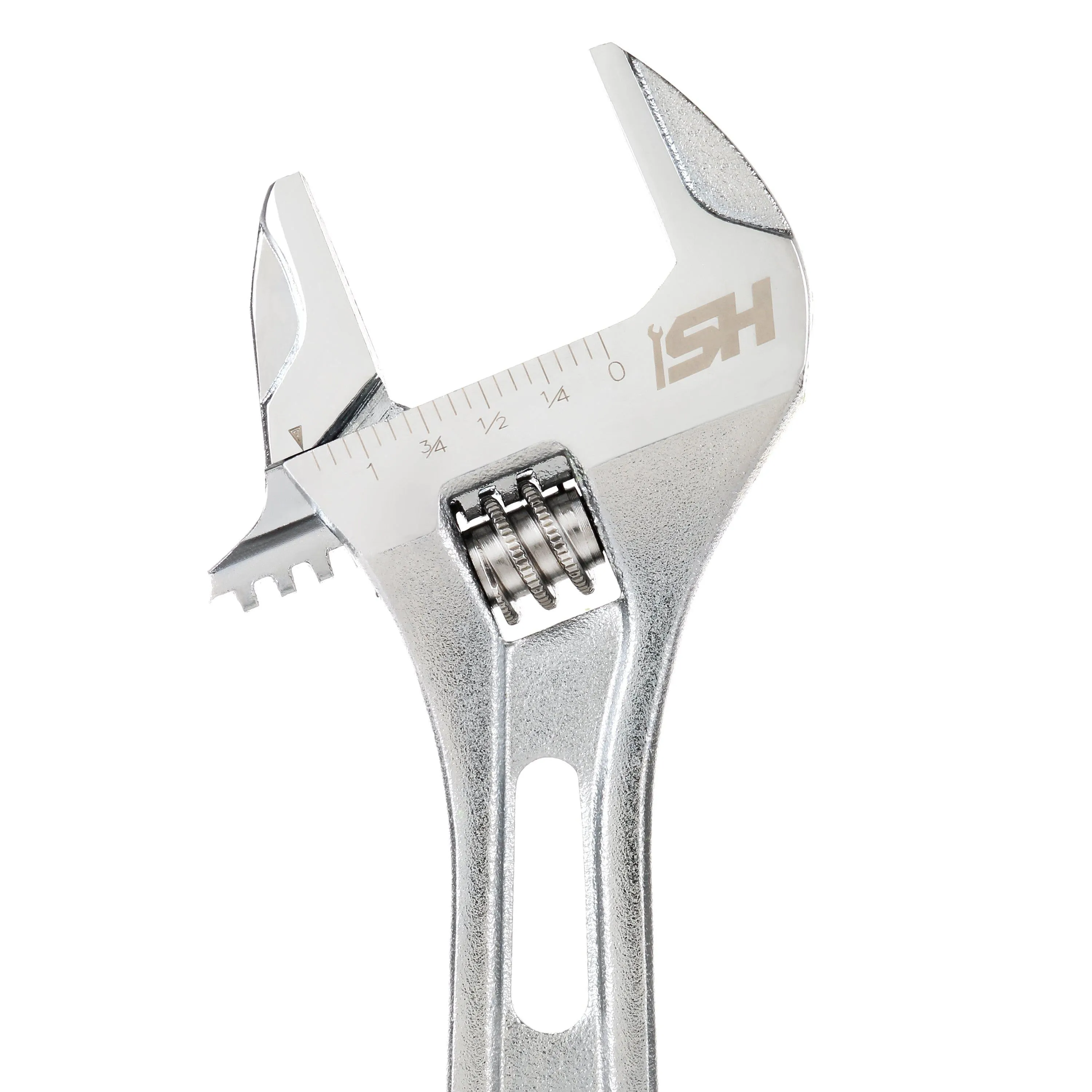 8 in. Wide Mouth Adjustable Wrench with 17 mm. Ratcheting End
