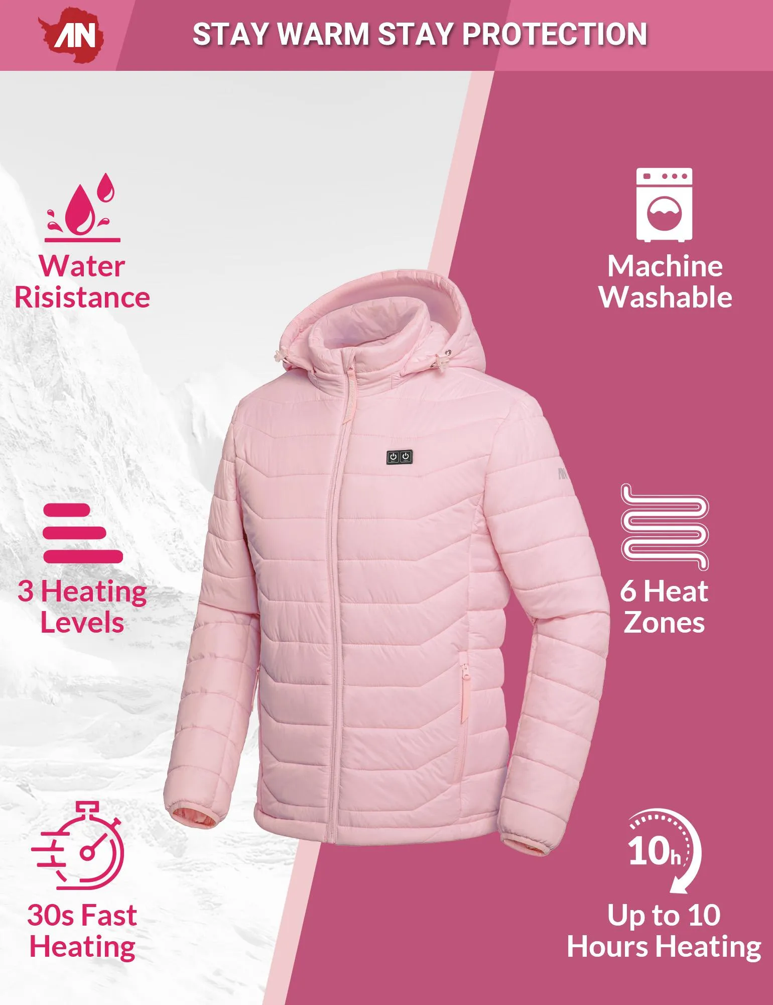 ANTARCTICA GEAR Lightweight Heating Jackets, Winter Coat For Women