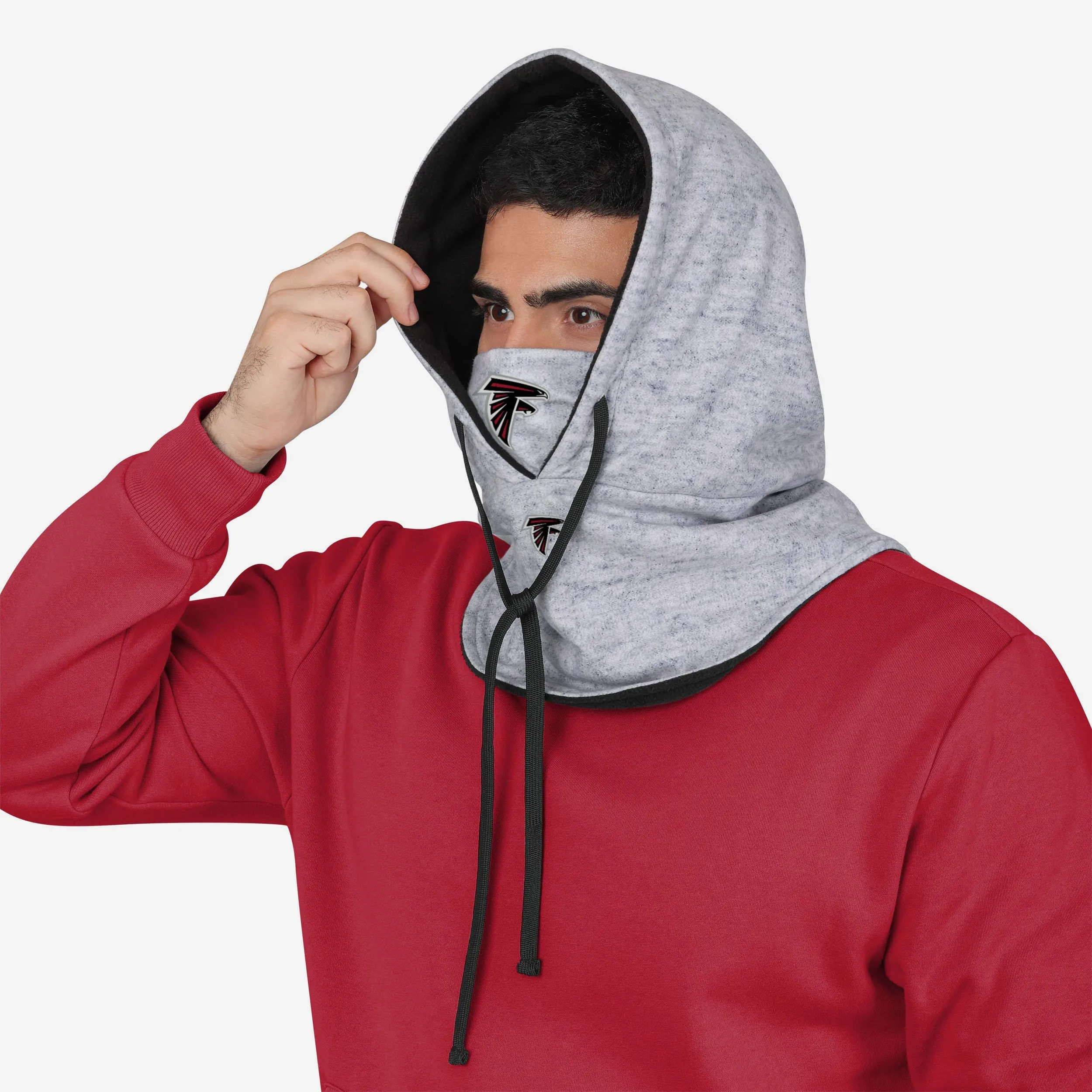 Atlanta Falcons Heather Gray Drawstring Hooded Gaiter Scarf