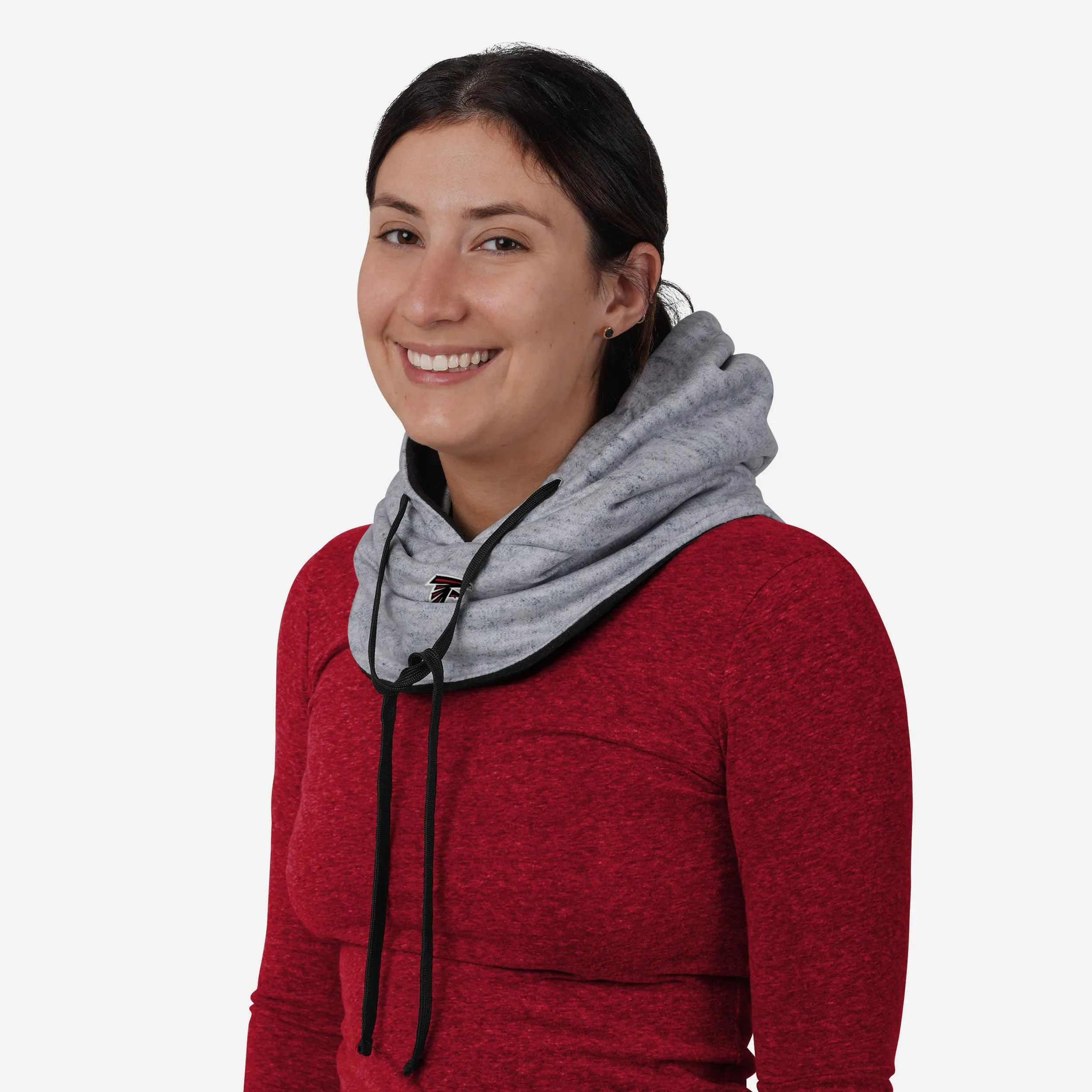 Atlanta Falcons Heather Gray Drawstring Hooded Gaiter Scarf