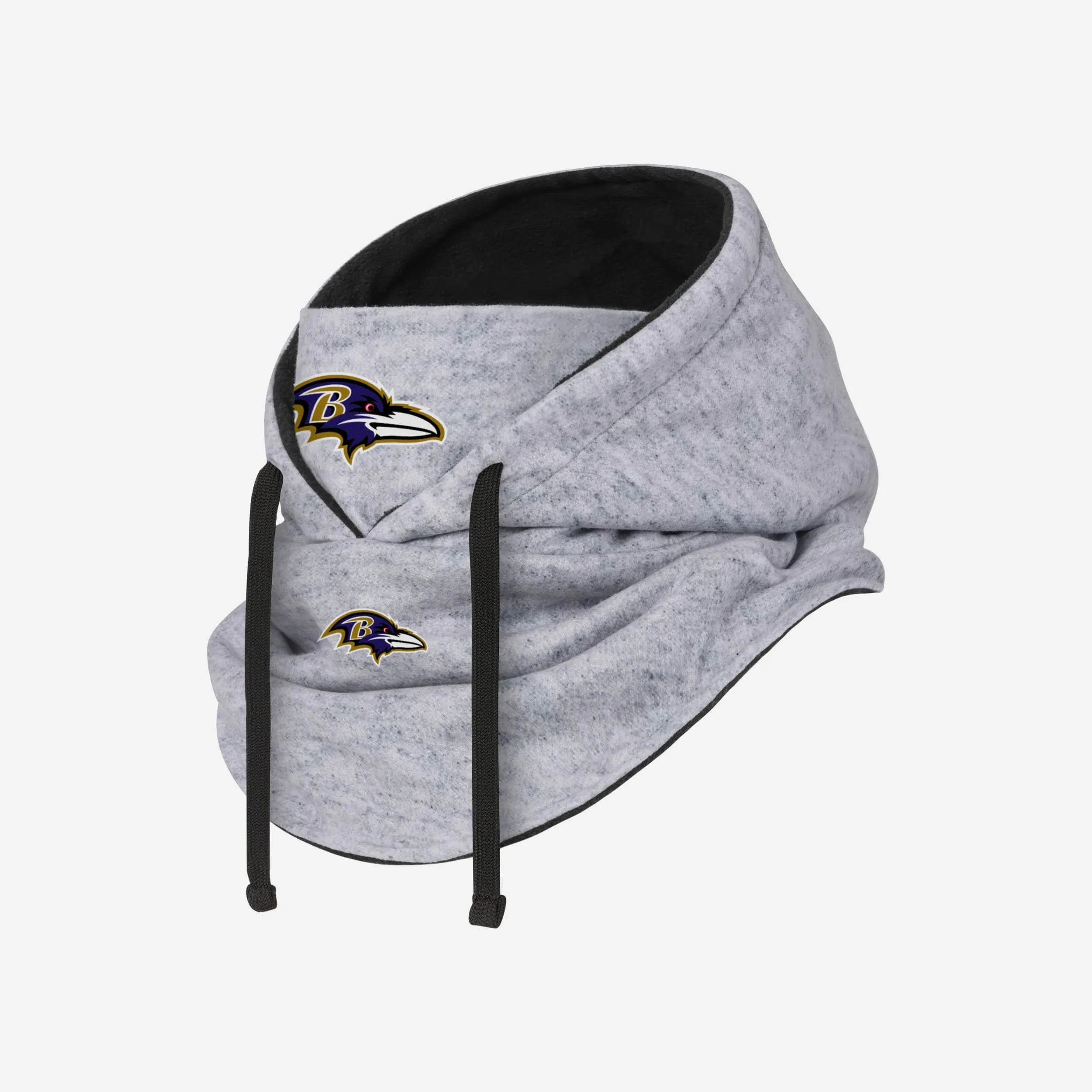 Baltimore Ravens Heather Gray Drawstring Hooded Gaiter Scarf