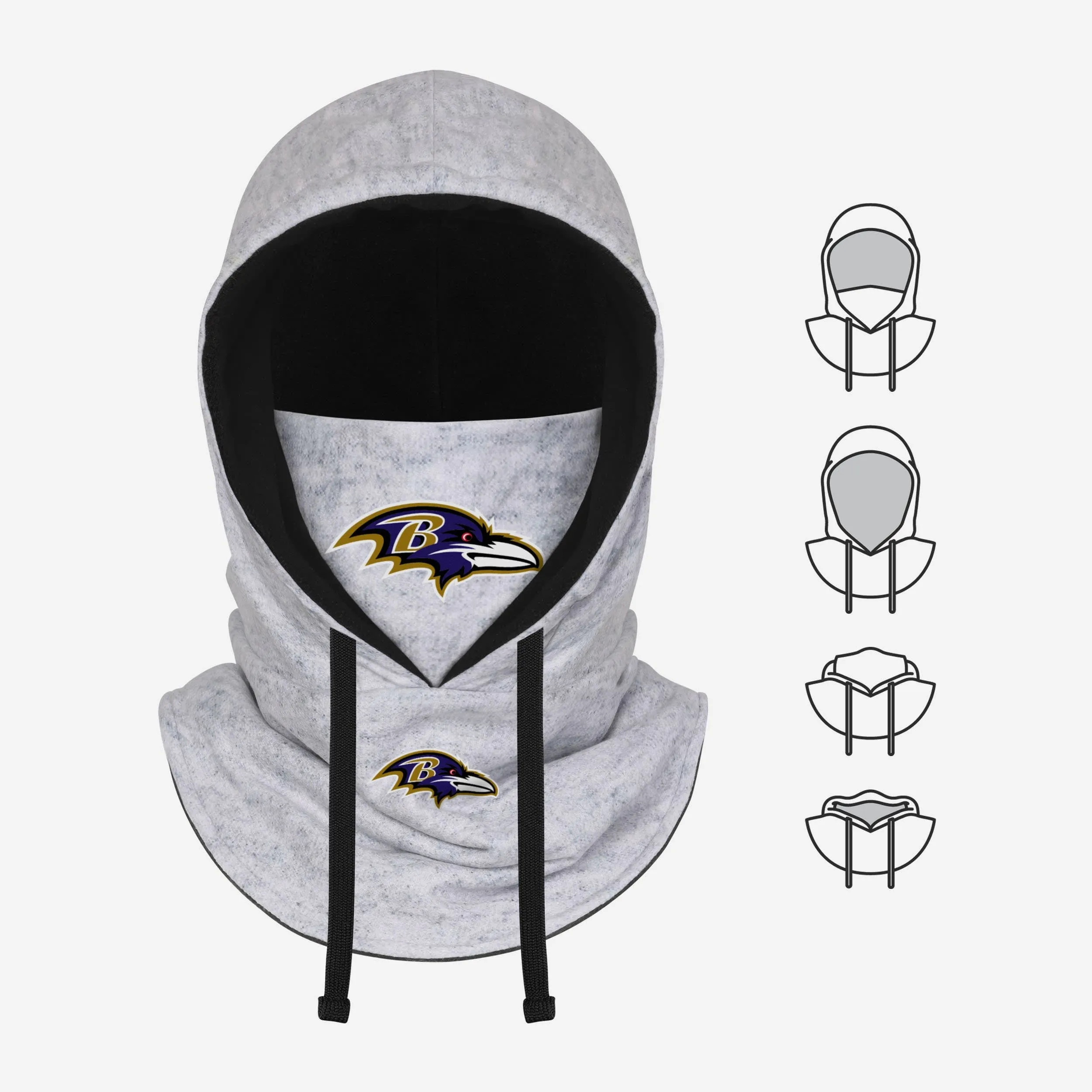 Baltimore Ravens Heather Gray Drawstring Hooded Gaiter Scarf