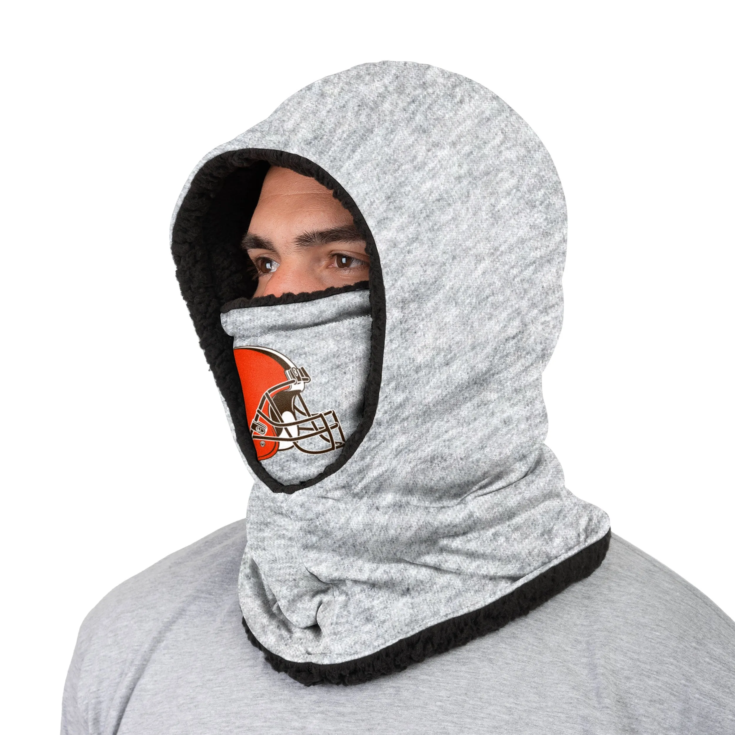 Cleveland Browns NFL Heather Grey Big Logo Hooded Gaiter