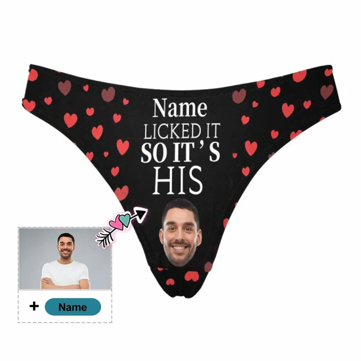 Custom Women's Thongs with Face&Name Lingerie Personalized Licked It His Underwear Women's Classic Thong For Her