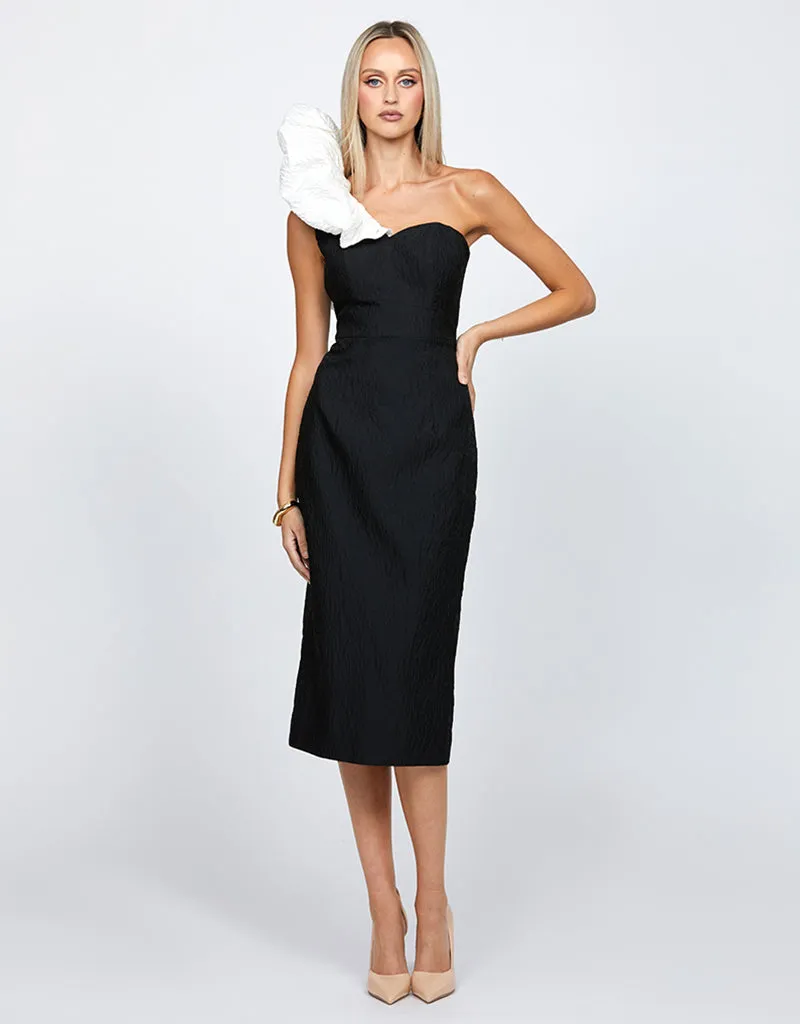 LINDY ONE SHOULDER PUFF MIDI BL71D05S