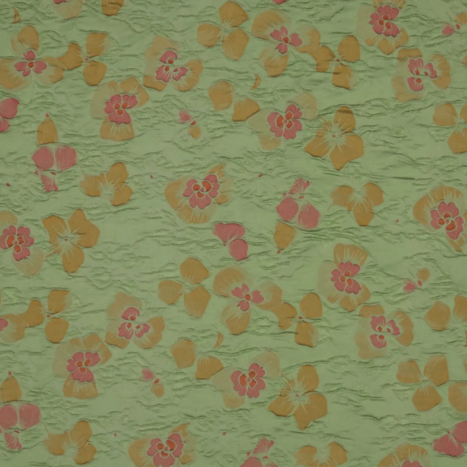 Pale Green Floral Textured Brocade Fabric