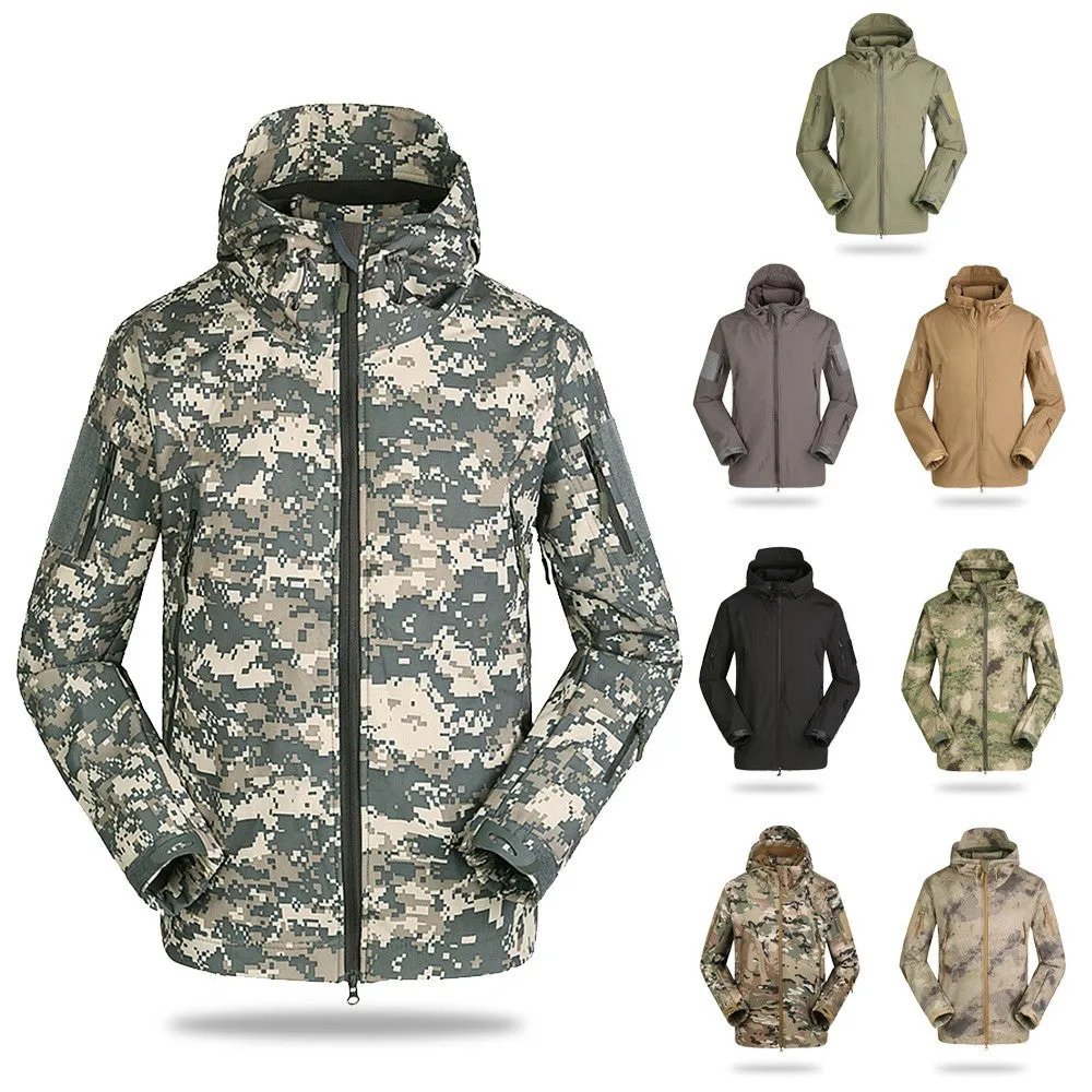 Sidiou Group Men's Outdoor Hooded Windproof Jacket Coat Hunting Camping Climbing Hiking Clothing