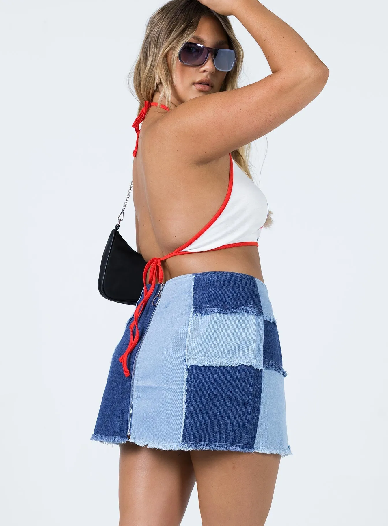 Sirena Patchwork Denim Mini Skirt