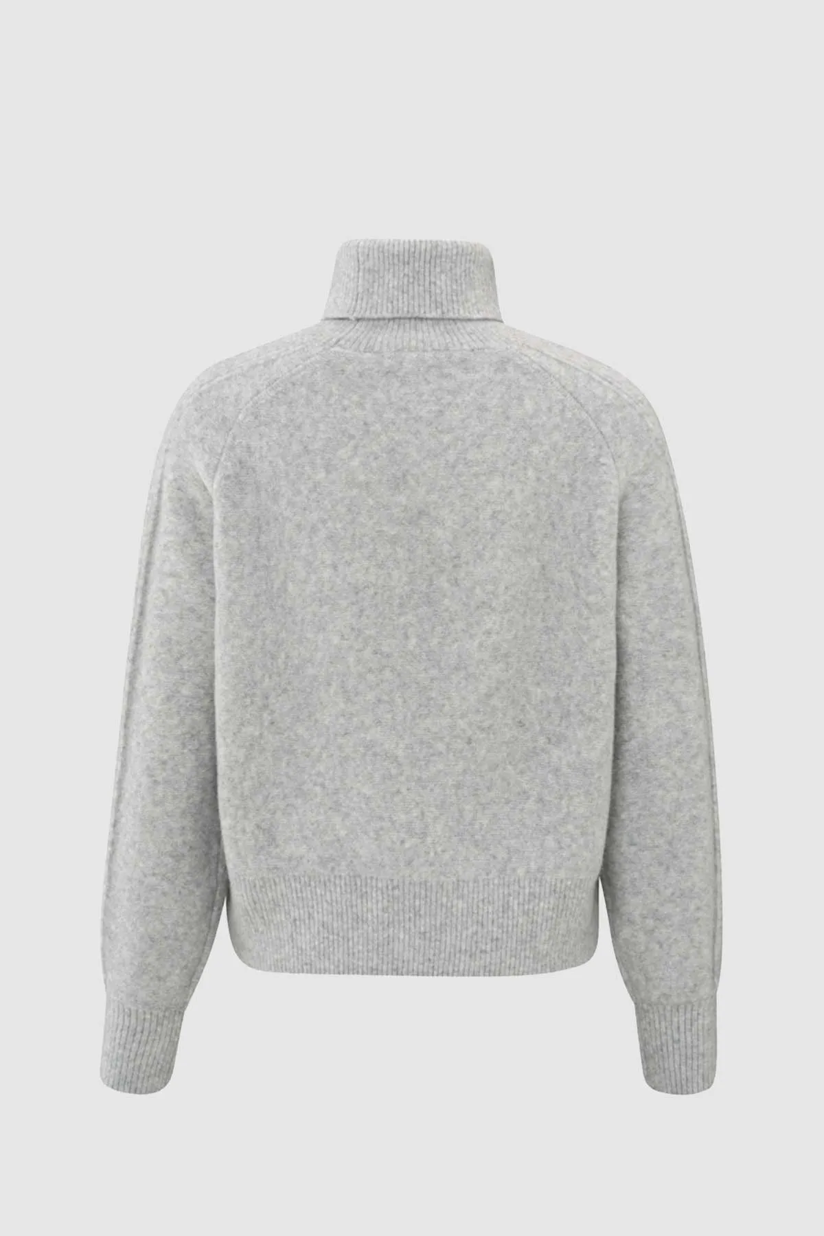Turtleneck Sweater with Cable Pattern in Grey Melange