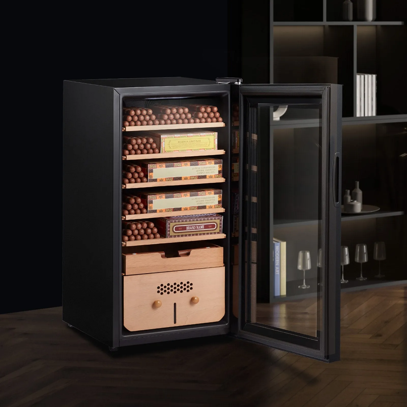 Vevor Electric Cigar Humidor 16.9" x 17.2" x 33.5" Cooling Heating and Humidity Control 6-Layer Holds 500 Cigars New
