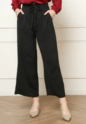 Women's Black Wide Leg Culottes Long Pants