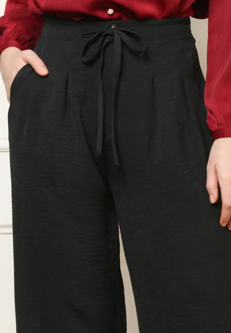 Women's Black Wide Leg Culottes Long Pants