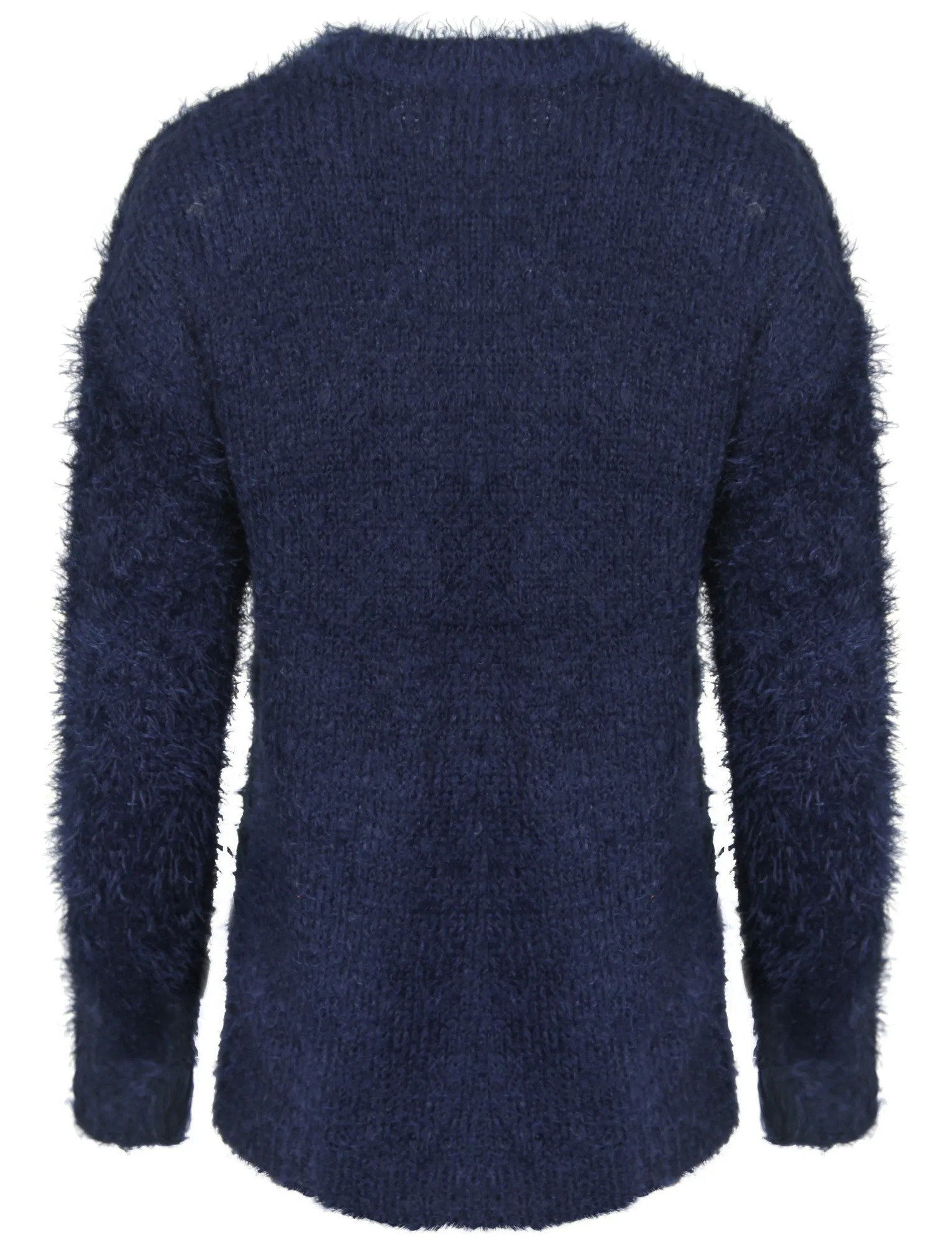 Womens Lx Fizz Slogan Fluffy Knit Jumper in Dress Blues - Christmas Wishes