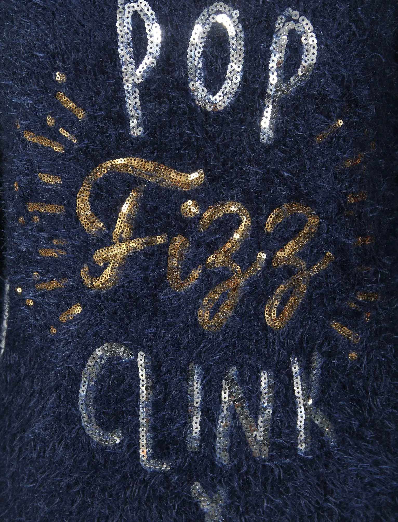 Womens Lx Fizz Slogan Fluffy Knit Jumper in Dress Blues - Christmas Wishes